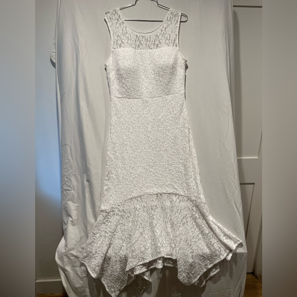 Kensie White Lace High Low Dress Sleeveless Fit Flare Size 10 Feminine - Picture 3 of 16